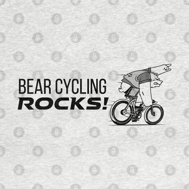 Bear Cycling Rocks with rocking finger sign riding bicycle very fast by ActivLife